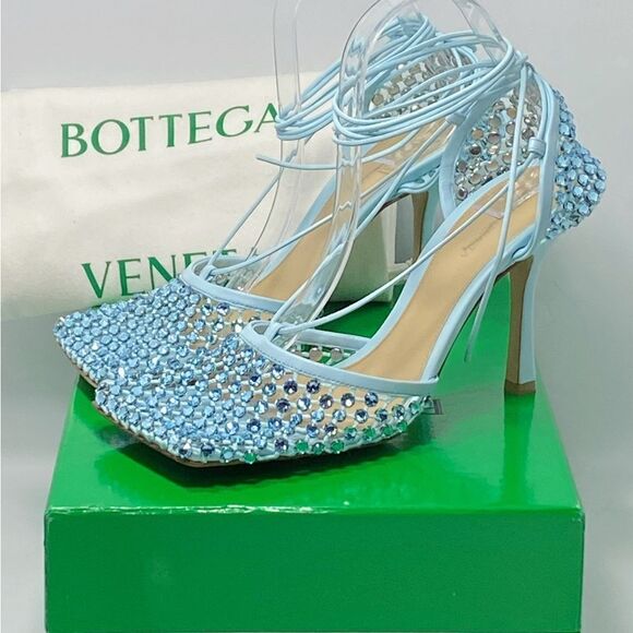 Bottega Veneta Stretch Embellished Ankle Strap High Heel Pumps size 41 - Picture 14 of 16